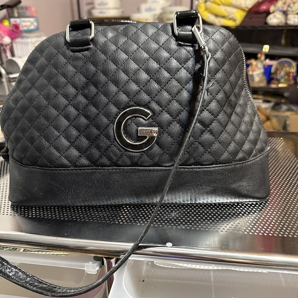 GUESS Women’s Black Satchel Quilted Crossbody Bag